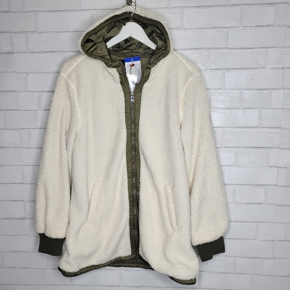1 Madison Jackets & Blazers - 1 Madison Expedition Cream Olive Wooly Hooded Jacket